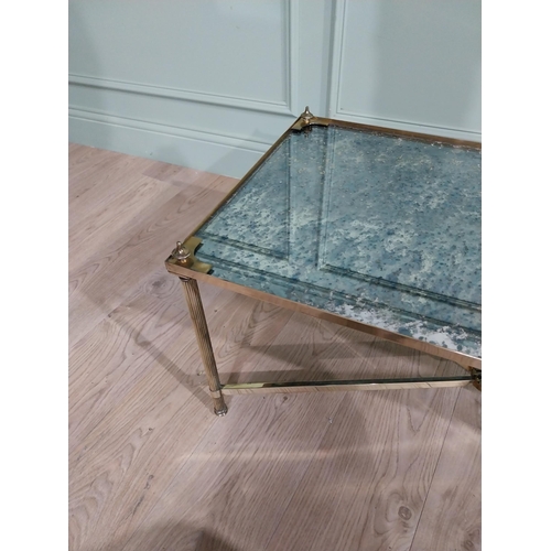 234 - Good quality Edwardian French brass coffee table with mirrored top {42 cm H  90 cm W x 45 cm D}