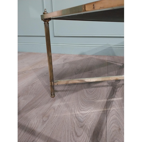 234 - Good quality Edwardian French brass coffee table with mirrored top {42 cm H  90 cm W x 45 cm D}