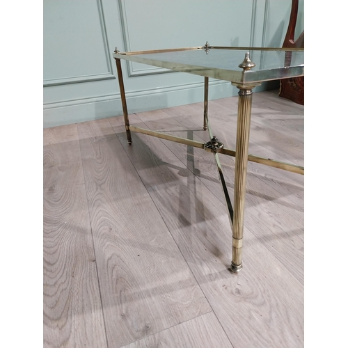 234 - Good quality Edwardian French brass coffee table with mirrored top {42 cm H  90 cm W x 45 cm D}