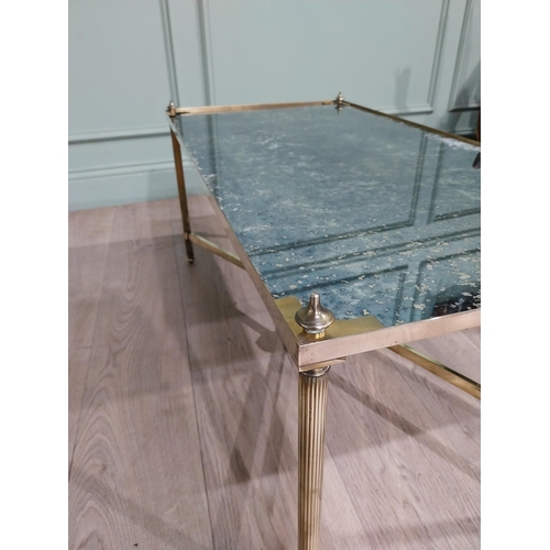 234 - Good quality Edwardian French brass coffee table with mirrored top {42 cm H  90 cm W x 45 cm D}