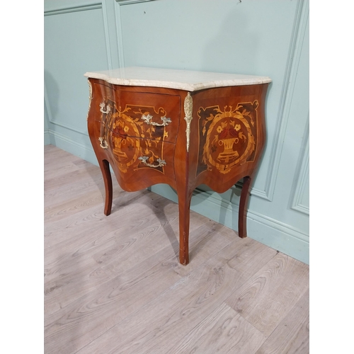 236 - French kingwood Bombay chest with marble top and ormolu mounts. {75 cm H x 80 cm W x 43 cm D}.