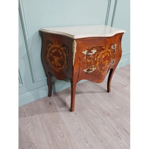 236 - French kingwood Bombay chest with marble top and ormolu mounts. {75 cm H x 80 cm W x 43 cm D}.