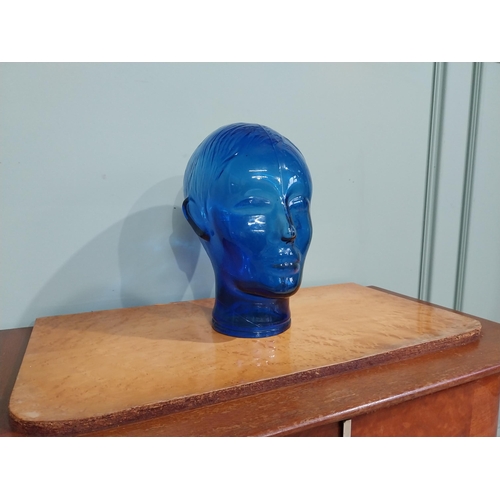 237 - Cobalt blue glass mannequin head. {24 cm H x 14 cm W x 20 cm D}.