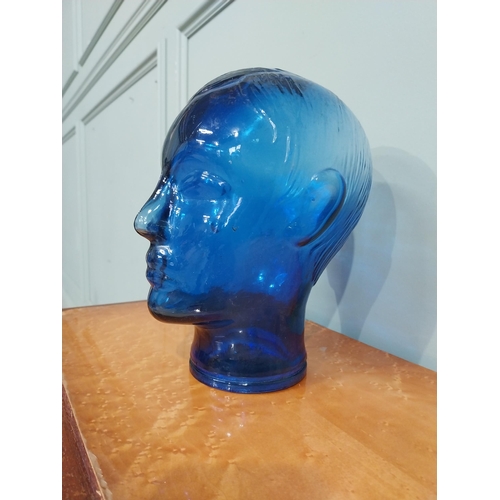 237 - Cobalt blue glass mannequin head. {24 cm H x 14 cm W x 20 cm D}.