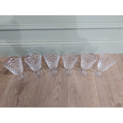 242 - Six Waterford crystal wine glasses {one damaged). {18 cm H}