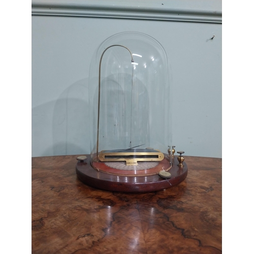 251 - Demonstration model of Galvanometer under glass dome. {28 cm H x 23 cm Dia.}.