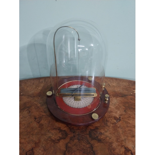 251 - Demonstration model of Galvanometer under glass dome. {28 cm H x 23 cm Dia.}.