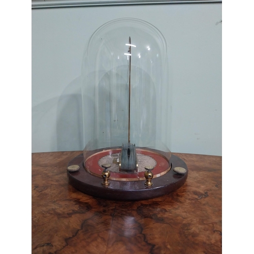 251 - Demonstration model of Galvanometer under glass dome. {28 cm H x 23 cm Dia.}.