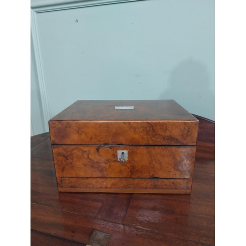 252 - 19th C. Walnut travelling vanity box with fitted interior and contents with glass silver plated  top... 