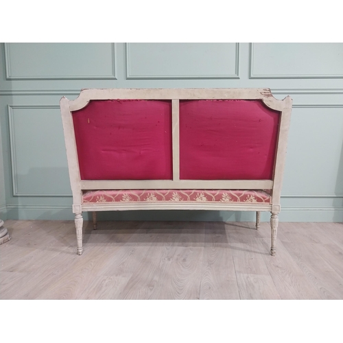 258 - 19th C. French painted mahogany and upholstered two seater sofa. {102 cm H x 140 cm W x 70 cm D}.