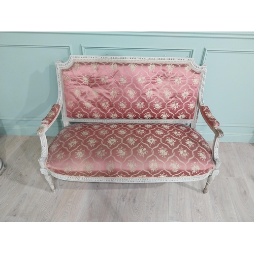 258 - 19th C. French painted mahogany and upholstered two seater sofa. {102 cm H x 140 cm W x 70 cm D}.