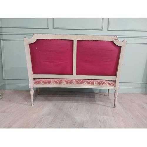 258 - 19th C. French painted mahogany and upholstered two seater sofa. {102 cm H x 140 cm W x 70 cm D}.