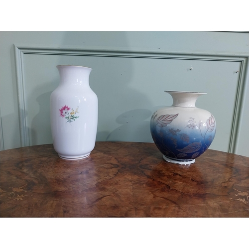 261 - Two vintage hand painted ceramic vases. {30 cm H x 15 cm Dia.} and {25 cm H x 20 cm Dia}.