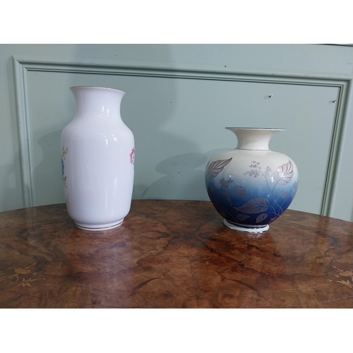 261 - Two vintage hand painted ceramic vases. {30 cm H x 15 cm Dia.} and {25 cm H x 20 cm Dia}.