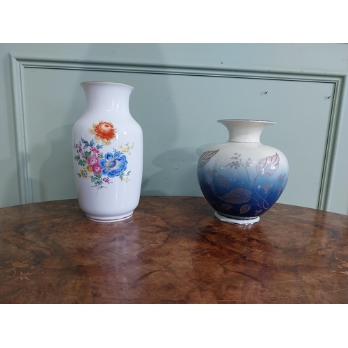 261 - Two vintage hand painted ceramic vases. {30 cm H x 15 cm Dia.} and {25 cm H x 20 cm Dia}.