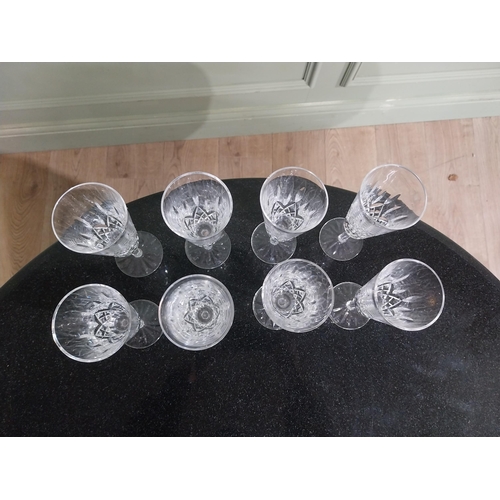 263 - Eight Waterford glass cut crystal champagne flutes. {18 cm H }.