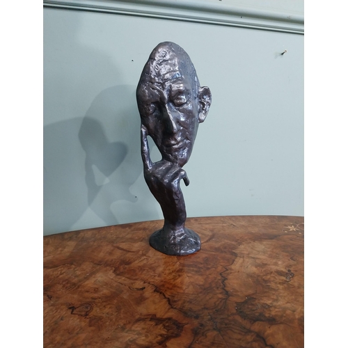 27 - Bronze sculpture of the Thinking Man. {31 cm H x 15 cm W x 9 cm D}.