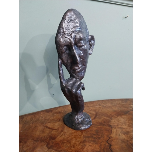 27 - Bronze sculpture of the Thinking Man. {31 cm H x 15 cm W x 9 cm D}.