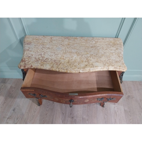 271 - Edwardian French kingwood commode with ormolu mounts and marble top. {70 cm H x 43 cm W x 30 cm D}.