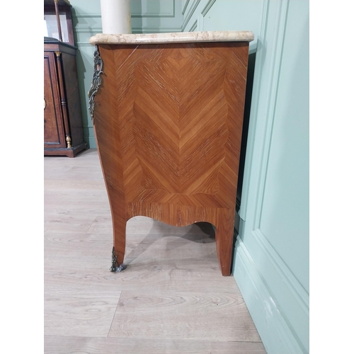 271 - Edwardian French kingwood commode with ormolu mounts and marble top. {70 cm H x 43 cm W x 30 cm D}.