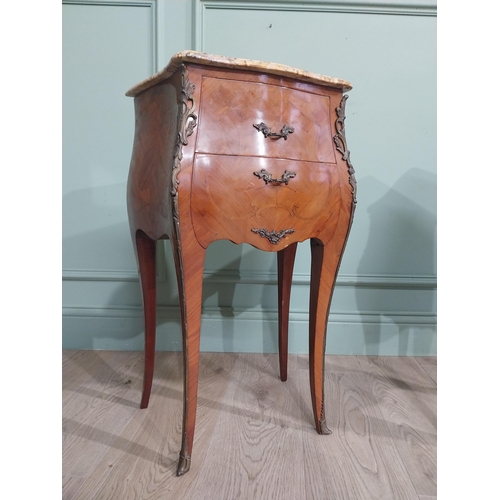 272 - Pair of French kingwood bedside lockers with ormolu mounts and marble tops. {72 cm H  x 41 cm W x 29... 