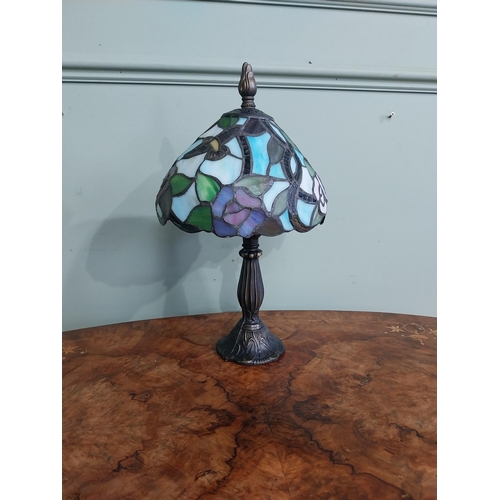 274 - Bronzed resin table lamp with Tiffany style shade. {37 cm H x 20 cm Dia.}.