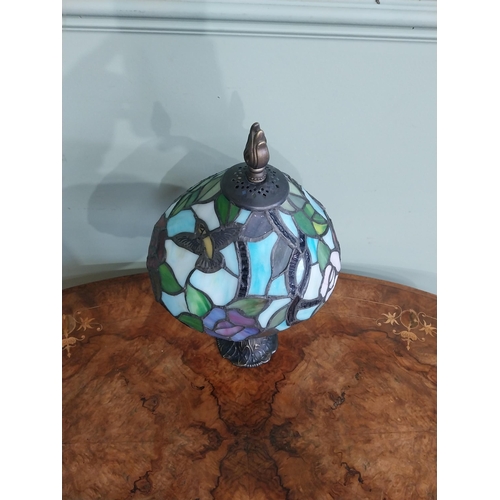 274 - Bronzed resin table lamp with Tiffany style shade. {37 cm H x 20 cm Dia.}.