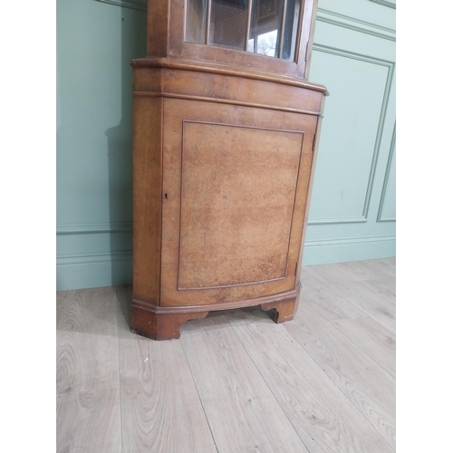 278 - Walnut corner cabinet with glazed door over single door. {182 cm H x 65 cm W x 42 cm D}.