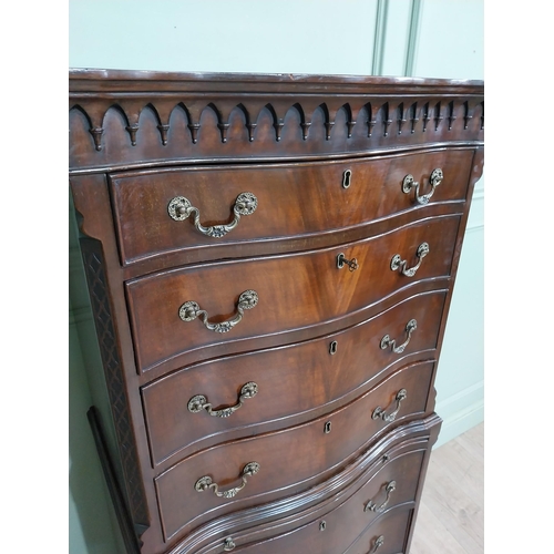 28 - Edwardian mahogany chest on chest with brushing slide. {153 cm H x 69 cm W x 46 cm D}.