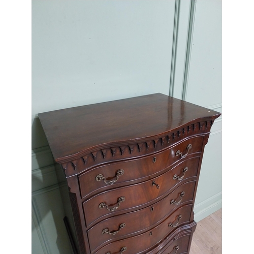 28 - Edwardian mahogany chest on chest with brushing slide. {153 cm H x 69 cm W x 46 cm D}.