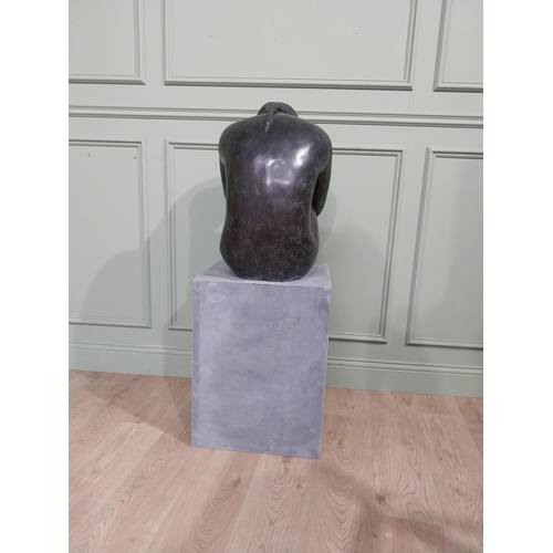 280 - Good quality contemporary bronze sculpture of Crouching Lady {125 cm H x 45 cm W x 45 cm D}