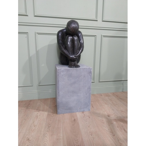 280 - Good quality contemporary bronze sculpture of Crouching Lady {125 cm H x 45 cm W x 45 cm D}