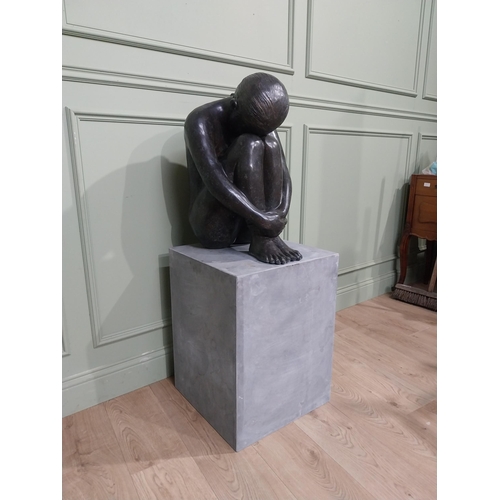 280 - Good quality contemporary bronze sculpture of Crouching Lady {125 cm H x 45 cm W x 45 cm D}