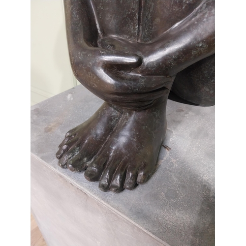 280 - Good quality contemporary bronze sculpture of Crouching Lady {125 cm H x 45 cm W x 45 cm D}