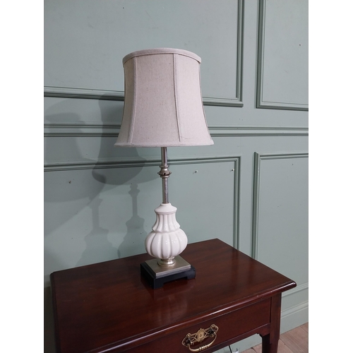 284 - Ceramic table lamp with cloth shade. {75 cm H x 29 cm Dia.}.