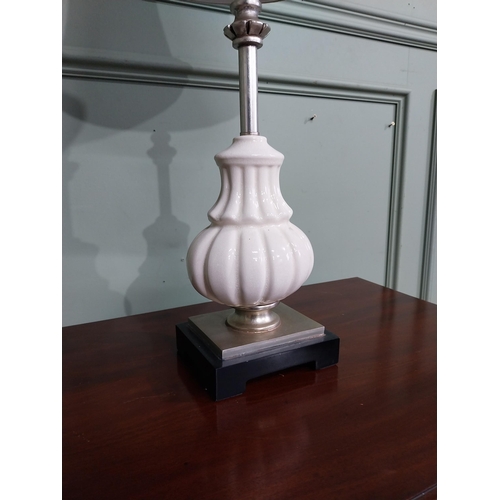 284 - Ceramic table lamp with cloth shade. {75 cm H x 29 cm Dia.}.