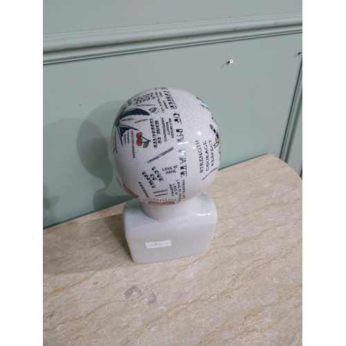 288 - Ceramic phrenology head. {28 cm H x 14 cm W x 13 cm D}.