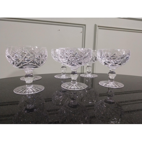 29 - Six Waterford glass cut crystal dessert dishes. {11 cm H}