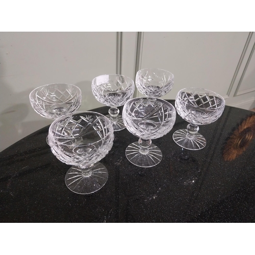 29 - Six Waterford glass cut crystal dessert dishes. {11 cm H}