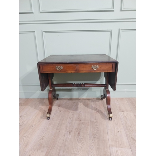 300A - 19th C. mahogany sofa table. {74 cm H x 84 cm W x 60 cm D}.