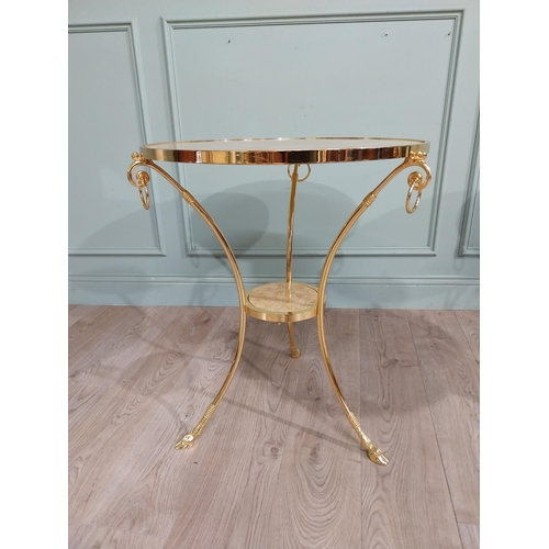 301 - Pair of exceptional quality gilded bronze Gueridon tables with inset marble tops on hoof feet origin... 