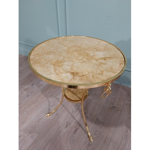 301 - Pair of exceptional quality gilded bronze Gueridon tables with inset marble tops on hoof feet origin... 