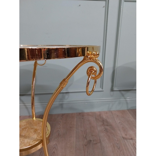 301 - Pair of exceptional quality gilded bronze Gueridon tables with inset marble tops on hoof feet origin... 