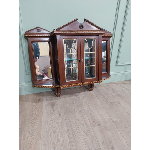 305 - Edwardian and  satinwood mirrored back wall cabinet. {78 cm H x  91 cm W  x 23 cm D}.