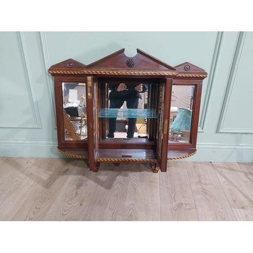 305 - Edwardian and  satinwood mirrored back wall cabinet. {78 cm H x  91 cm W  x 23 cm D}.