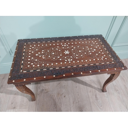 315 - 1950�s rosewood and bone Inlaid Moroccan coffee table {45 cm H x 75 cm W x 43 cm D}