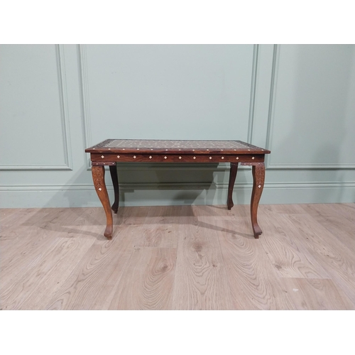 315 - 1950�s rosewood and bone Inlaid Moroccan coffee table {45 cm H x 75 cm W x 43 cm D}