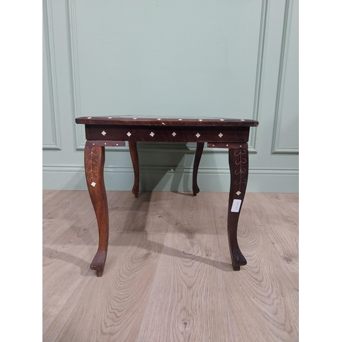 315 - 1950�s rosewood and bone Inlaid Moroccan coffee table {45 cm H x 75 cm W x 43 cm D}