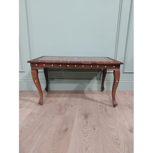 315 - 1950�s rosewood and bone Inlaid Moroccan coffee table {45 cm H x 75 cm W x 43 cm D}