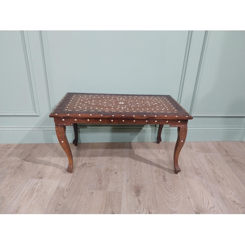 315 - 1950�s rosewood and bone Inlaid Moroccan coffee table {45 cm H x 75 cm W x 43 cm D}